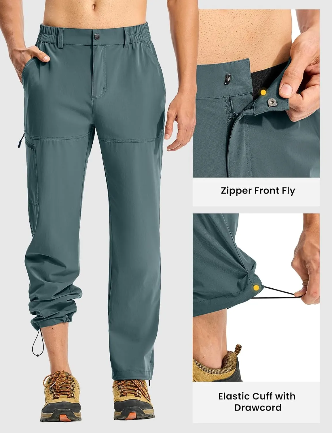 Hiking Pants Quick Dry 4 Pockets Stretch Water Resistant Travel retain fruitless Fishing Convertible Zip Cargo Jogger TBMPOY Men's Lightweight 