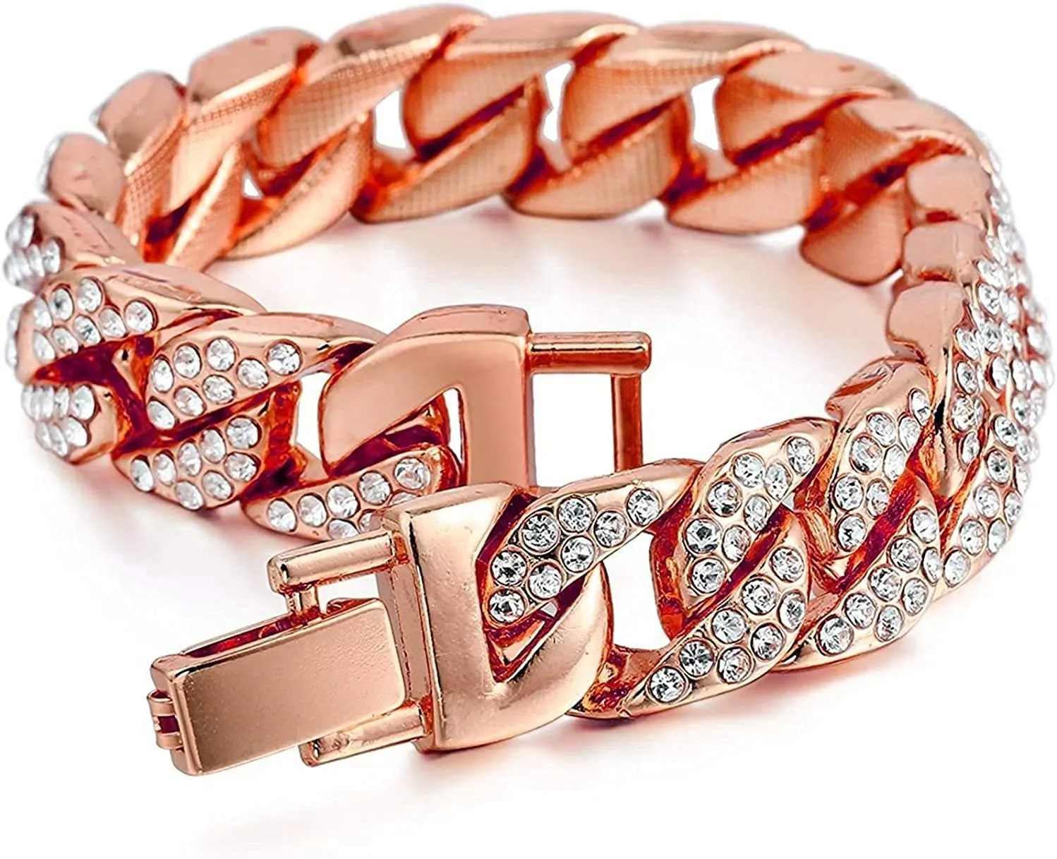 Hip Hop triumph Watch - 8475BC Cuban Charles Raymond Bling-ed Out Bracelet with Oblong Iced Look 
