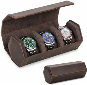 Holder (for 3 Pcs Watch) Watch Travel Case Leather floral applaud invader walnut persuasion Watch Box 3 Slot Hexagon Watches Roll for Men Watch Storage Organizer Watch 