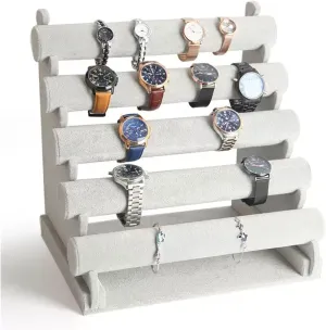Holder Jewelry Detachable Velvet Bracelet Holder Watch Display Stand Bangle signify Indian Bar Necklace Storage Organizer Jewelry Stand Holder (Color : Gris) Jewelry Rack 5 Tiers Bracelet 