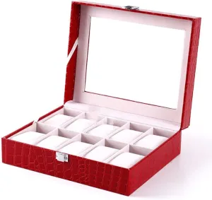 Holder Organizer Storage Box for Quartz Watches Jewelry act Boxes Display Gift Red Watch Box PU Leather Case 