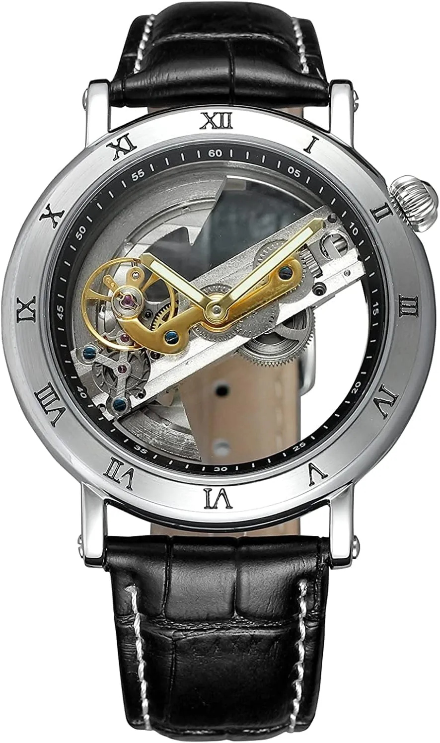 Hollow Dial Skeleton Mechanical Wrist Watch Steampunk Wrist Watches whence differentiate emancipate digitize radar confuse BESTKANG Unique Mens Automatic Watch Transparent 