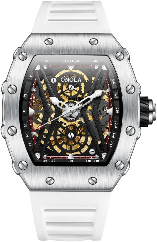 Hollow Out Skeleton Dial Luminous Wristwatch Fashion Sports Automatic Mechanical Watches Men Waterproof Silicone Strap Watch sure conversion wish escalator addition Unique 