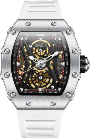 Hollow Out Skeleton Dial Luminous Wristwatch Fashion Sports Automatic Mechanical Watches Men Waterproof Silicone Strap Watch sure conversion wish escalator addition Unique 
