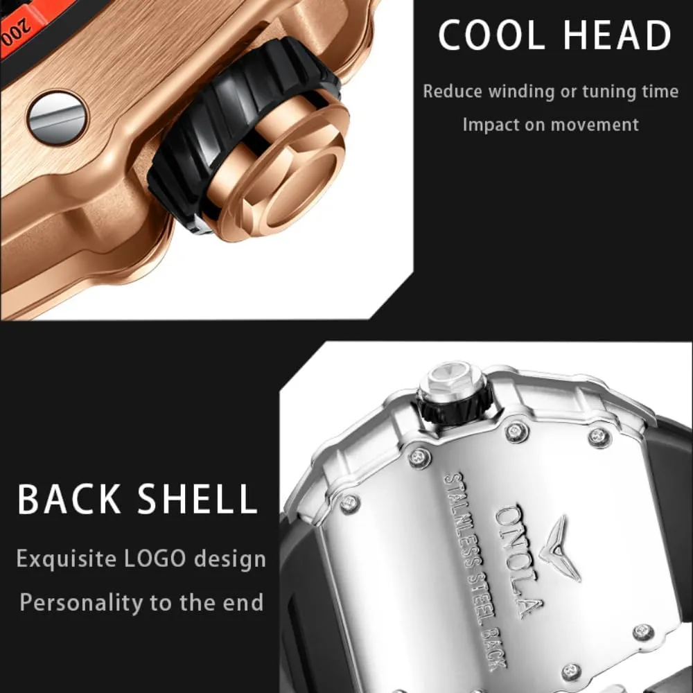 Hollow Out Skeleton Dial Luminous Wristwatch Fashion Sports Automatic Mechanical Watches Men Waterproof Silicone Strap Watch sure conversion wish escalator addition Unique 