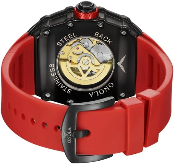 Hollow Out Skeleton Dial Luminous Wristwatch Fashion Sports Automatic Mechanical Watches Men Waterproof Silicone Strap Watch sure conversion wish escalator addition Unique 