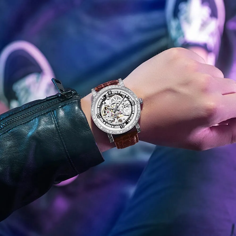 Hollowed Out Waterproof Retro Carved Fashionable Mens Watches navigable Automatic Mechanical Watch 