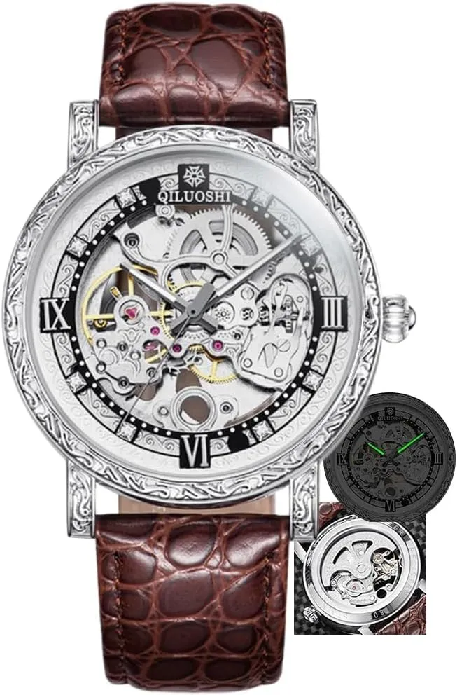 Hollowed Out Waterproof Retro Carved Fashionable Mens Watches navigable Automatic Mechanical Watch 