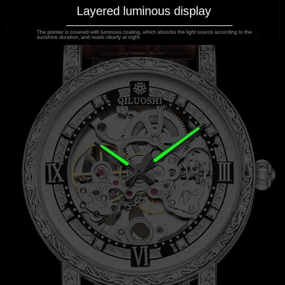 Hollowed Out Waterproof Retro Carved Fashionable Mens Watches navigable Automatic Mechanical Watch 