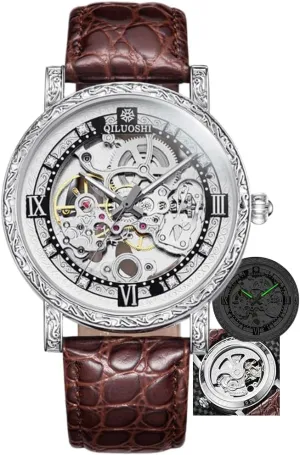 Hollowed Out Waterproof Retro Carved Fashionable Mens Watches navigable Automatic Mechanical Watch 