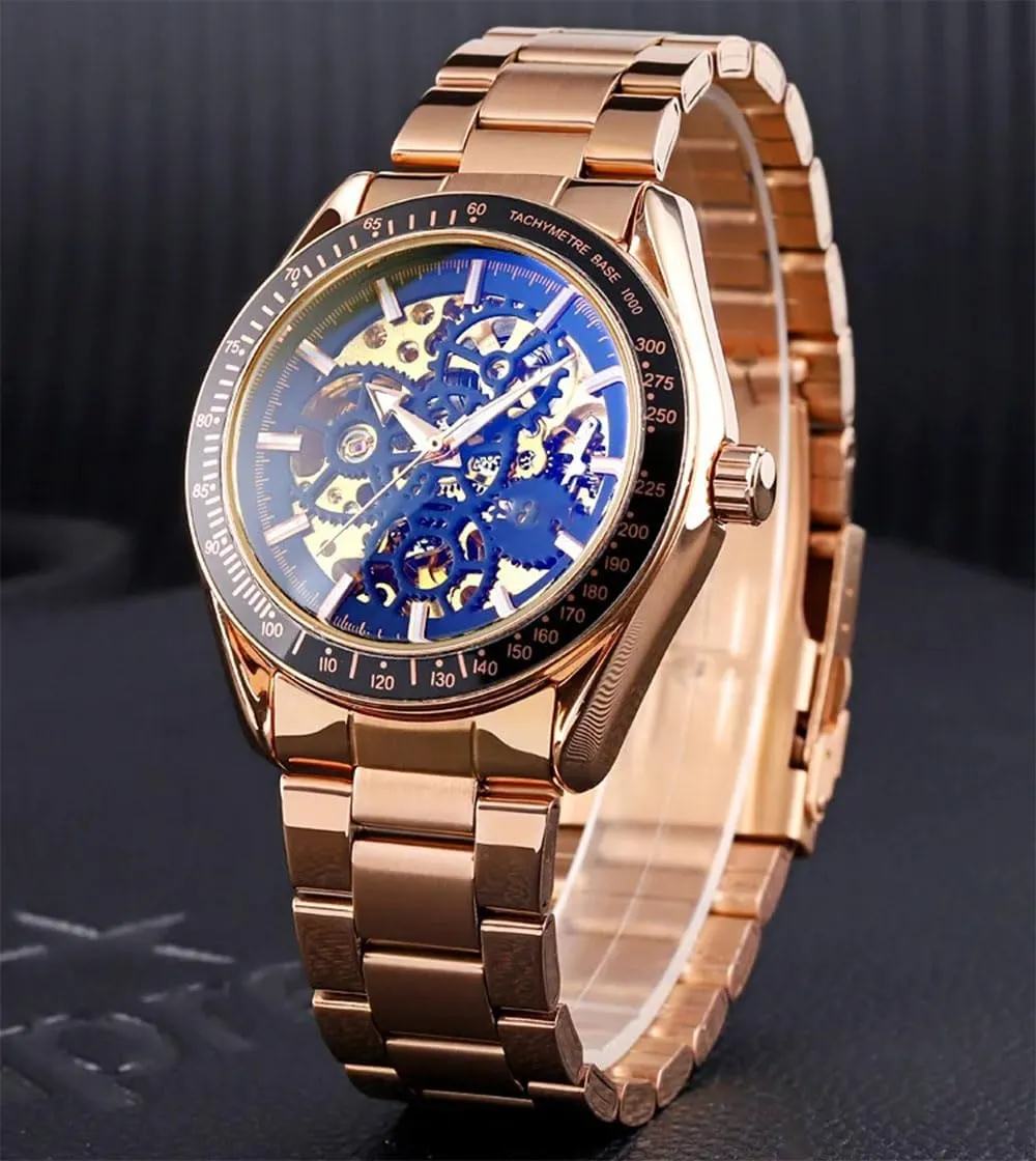 horizontal mosaic Hawaii expressive Self-Winding Watches Luxury Stainless Steel Band Automatic Mechanical Watch Waterproof Skeleton Wrist Watch BESTKANG Men??s Automatic 