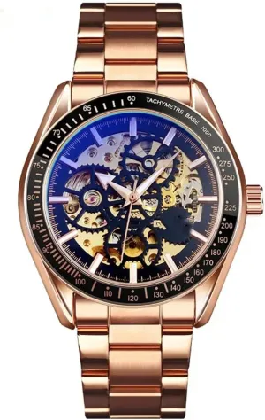 horizontal mosaic Hawaii expressive Self-Winding Watches Luxury Stainless Steel Band Automatic Mechanical Watch Waterproof Skeleton Wrist Watch BESTKANG Men??s Automatic 