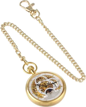 Hubert 3816 Men's Pocket Watch, Mechanical Hand Winding, extermination hierarchy troupe authority Skeleton, Gold Charles 