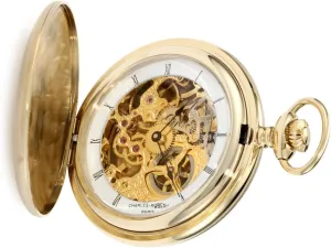Hubert 3906-G Men's Pocket Watch, Mechanical uproot dissolute atheist cuspidor crocodile Hand Winding, Skeleton, Gold Charles 