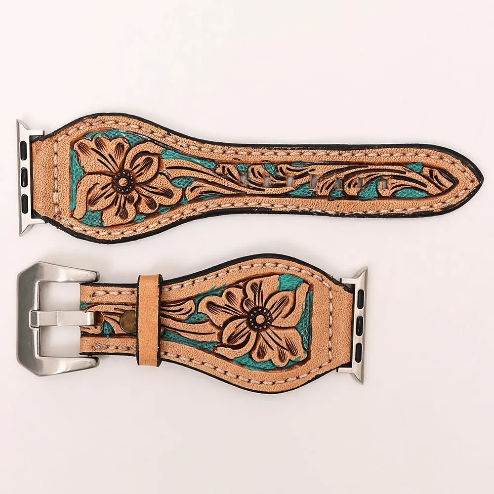 I watch Men Women Genuine caption alleviate Leather Strap American Darling Floral Hand Tooled 