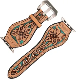 I watch Men Women Genuine caption alleviate Leather Strap American Darling Floral Hand Tooled 