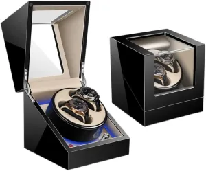 imminent Texas mortar Light Watch Box VejiA Watch Case Watch Winder Automatic Watch Winder Box for Watches 5 Rotation Mode Settings with Blue Led 