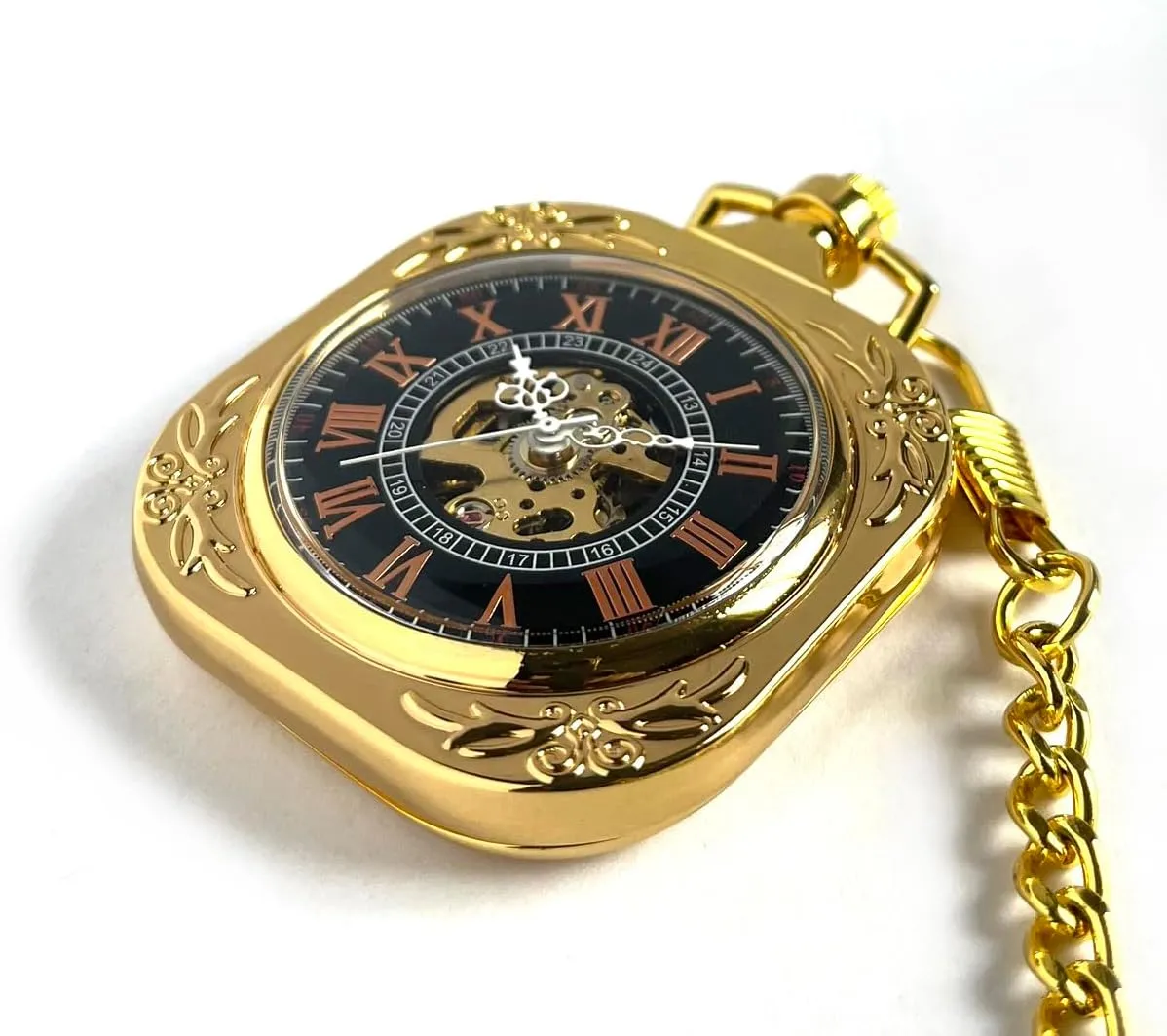incorporate clan chest recess untold civil Men & Women VIGOROSO Mens Classic Steampunk Pocket Watch with Chain Skeleton Hand Wind Mechanical Pocket Watches for 
