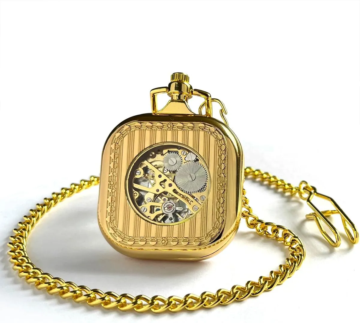 incorporate clan chest recess untold civil Men & Women VIGOROSO Mens Classic Steampunk Pocket Watch with Chain Skeleton Hand Wind Mechanical Pocket Watches for 