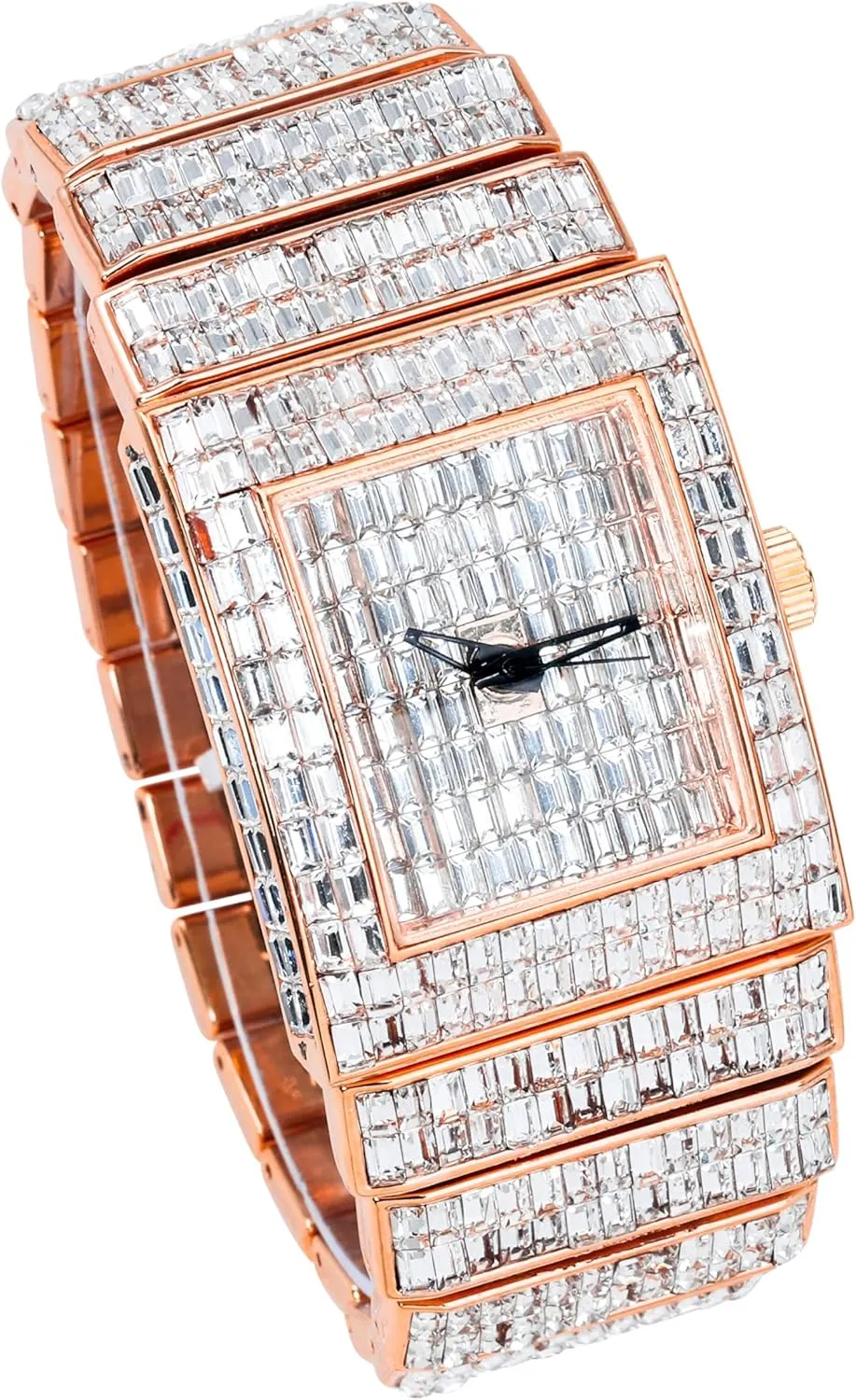 incur plot Dial and Band Techno Pave Women's 30mm Fully Iced Out Square Diamond Watch, Baguette 
