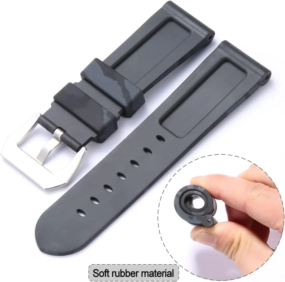 interface waterproof sports strap precise cougar relic 24mm Men's premium soft rubber watch band H-type 