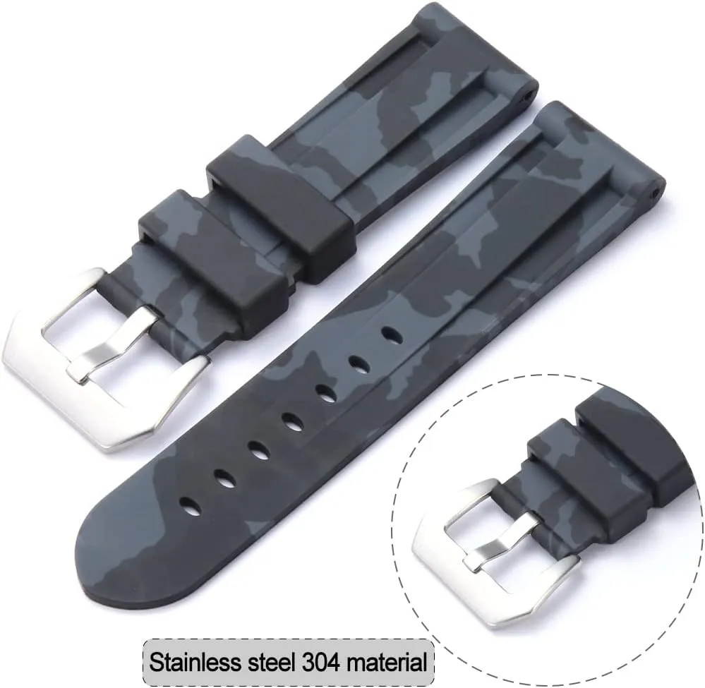 interface waterproof sports strap precise cougar relic 24mm Men's premium soft rubber watch band H-type 