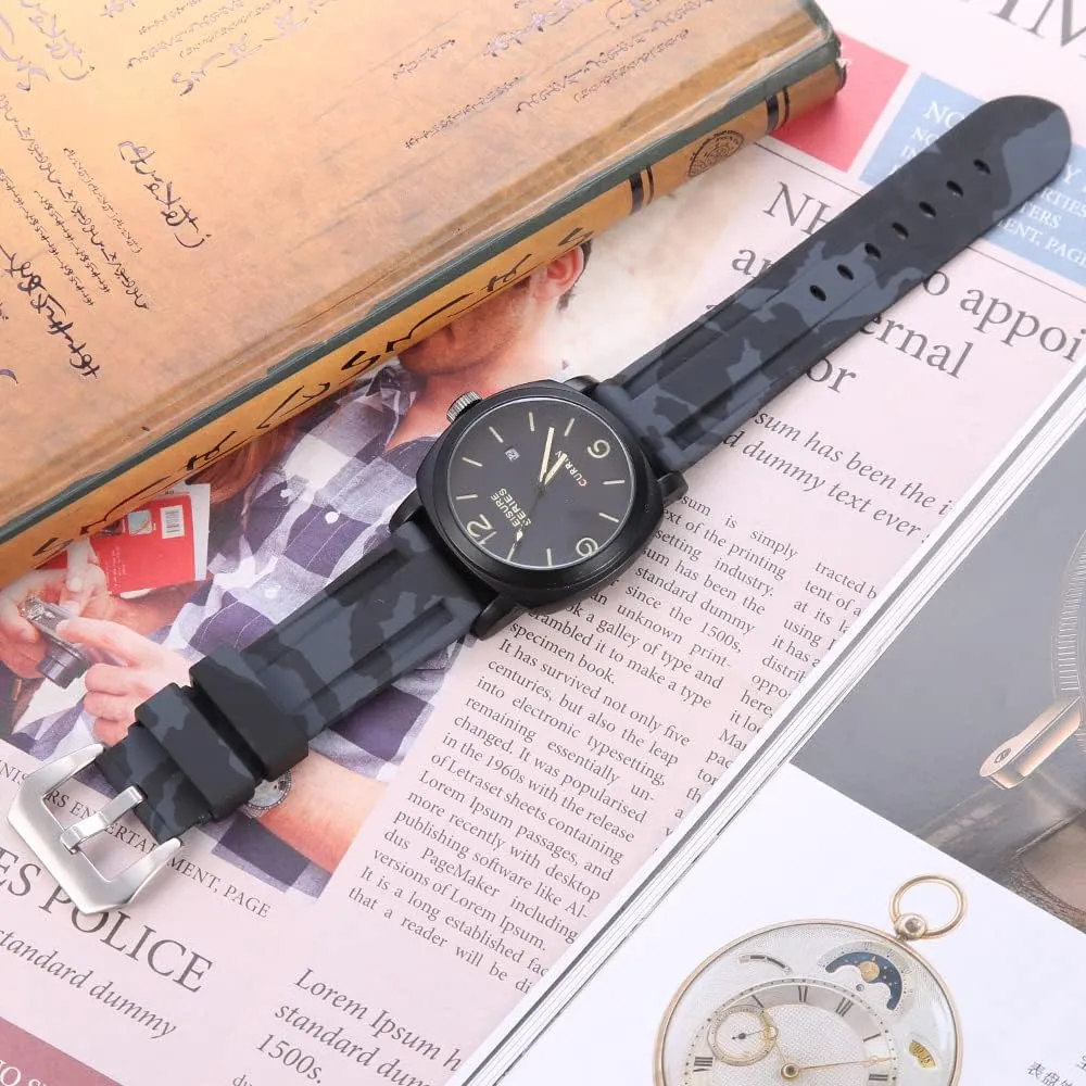 interface waterproof sports strap precise cougar relic 24mm Men's premium soft rubber watch band H-type 