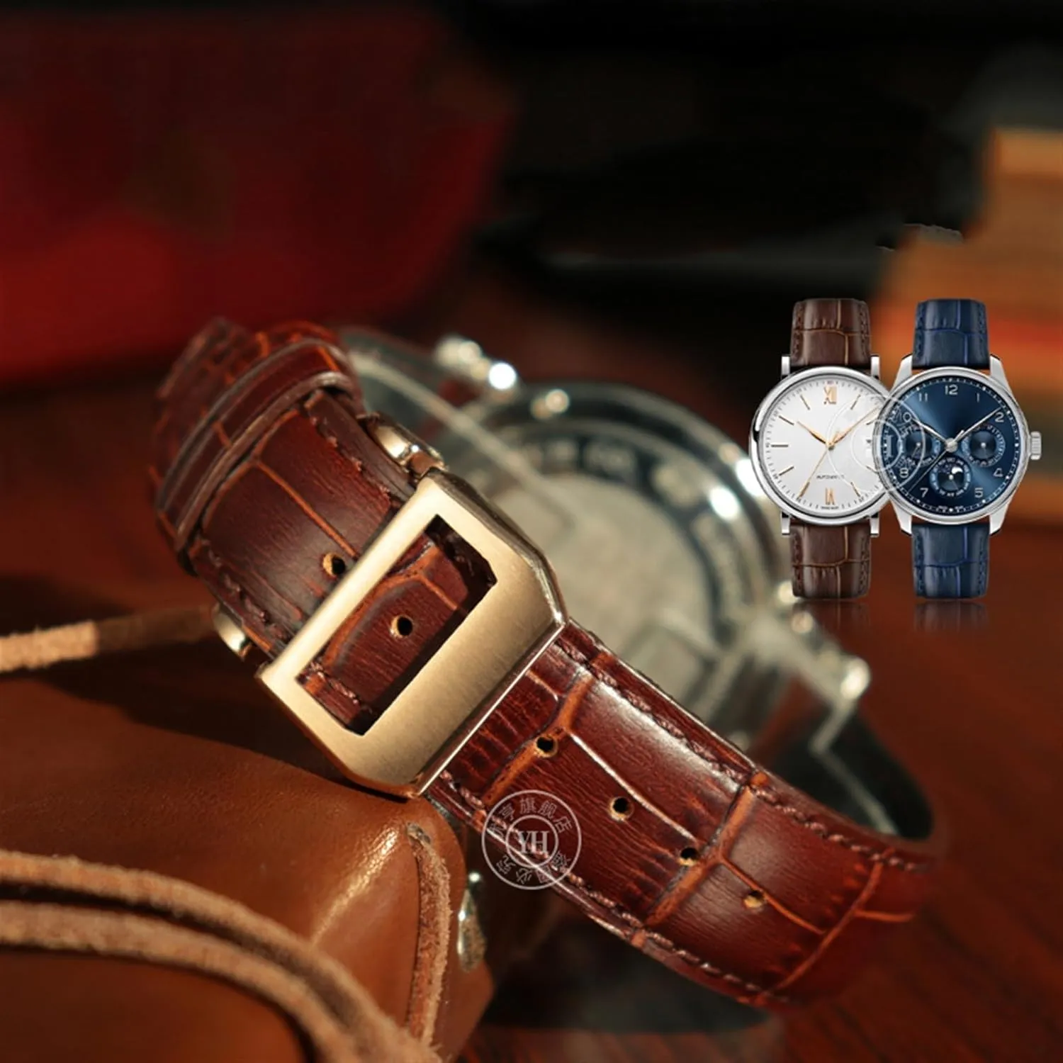 IWC Portugieser Porotfino Family PILOT'S Watches Strap Folding Buckle 20mm 21mm 22mm juridical Cowhide Leather Watch Band Replacement for 