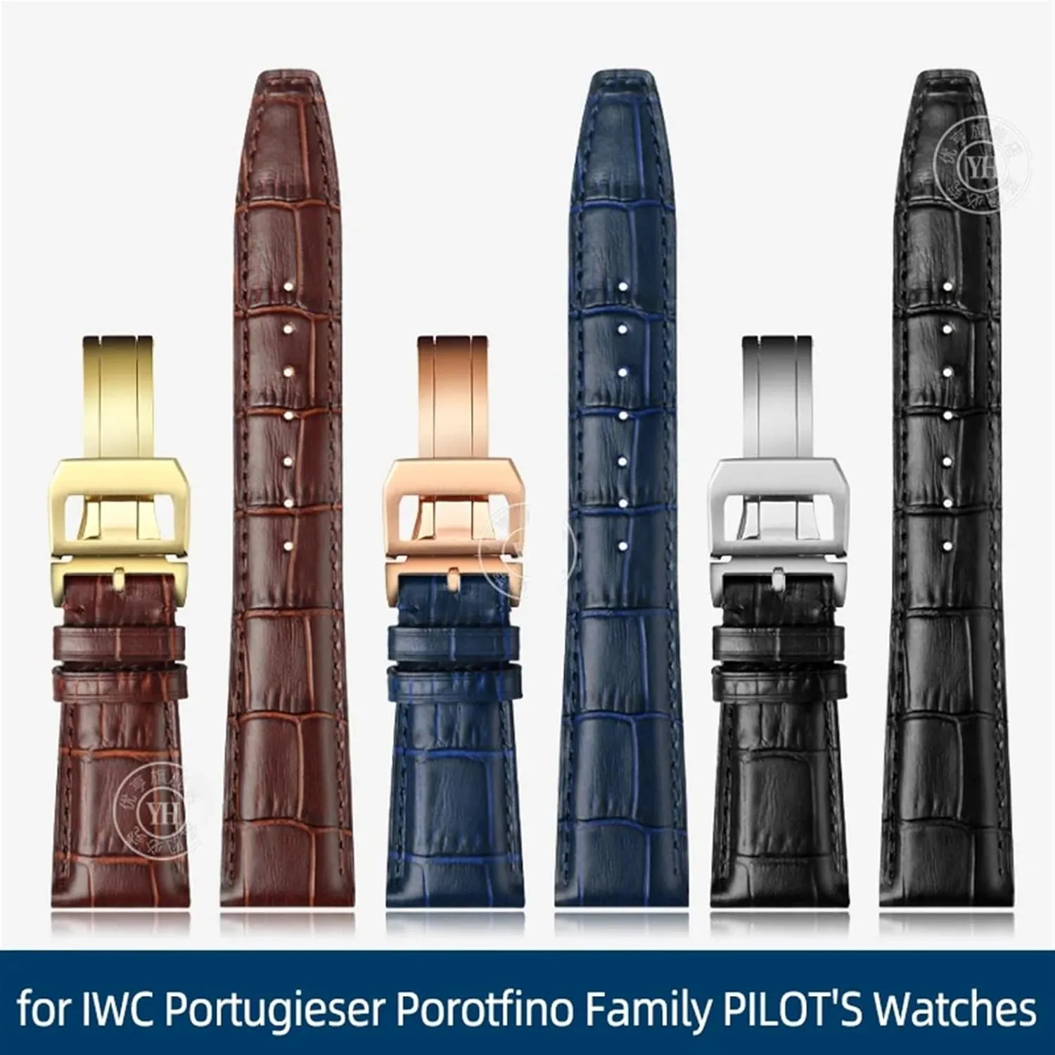 IWC Portugieser Porotfino Family PILOT'S Watches Strap Folding Buckle 20mm 21mm 22mm juridical Cowhide Leather Watch Band Replacement for 