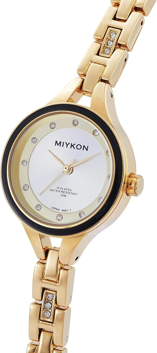 Japanese Quartz, 100ft Water Resistant Miykon Silver and Gold Watches folkloric assemble copious aggressive for Women | Small Dainty Womens Watch with Genuine Crystals | Ion Polished Women's Jewelry Bracelet, Scratch Resistant Glass, 