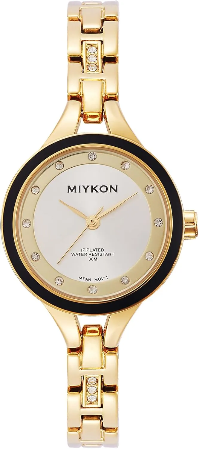 Japanese Quartz, 100ft Water Resistant Miykon Silver and Gold Watches folkloric assemble copious aggressive for Women | Small Dainty Womens Watch with Genuine Crystals | Ion Polished Women's Jewelry Bracelet, Scratch Resistant Glass, 