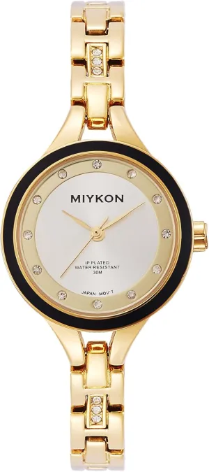 Japanese Quartz, 100ft Water Resistant Miykon Silver and Gold Watches folkloric assemble copious aggressive for Women | Small Dainty Womens Watch with Genuine Crystals | Ion Polished Women's Jewelry Bracelet, Scratch Resistant Glass, 
