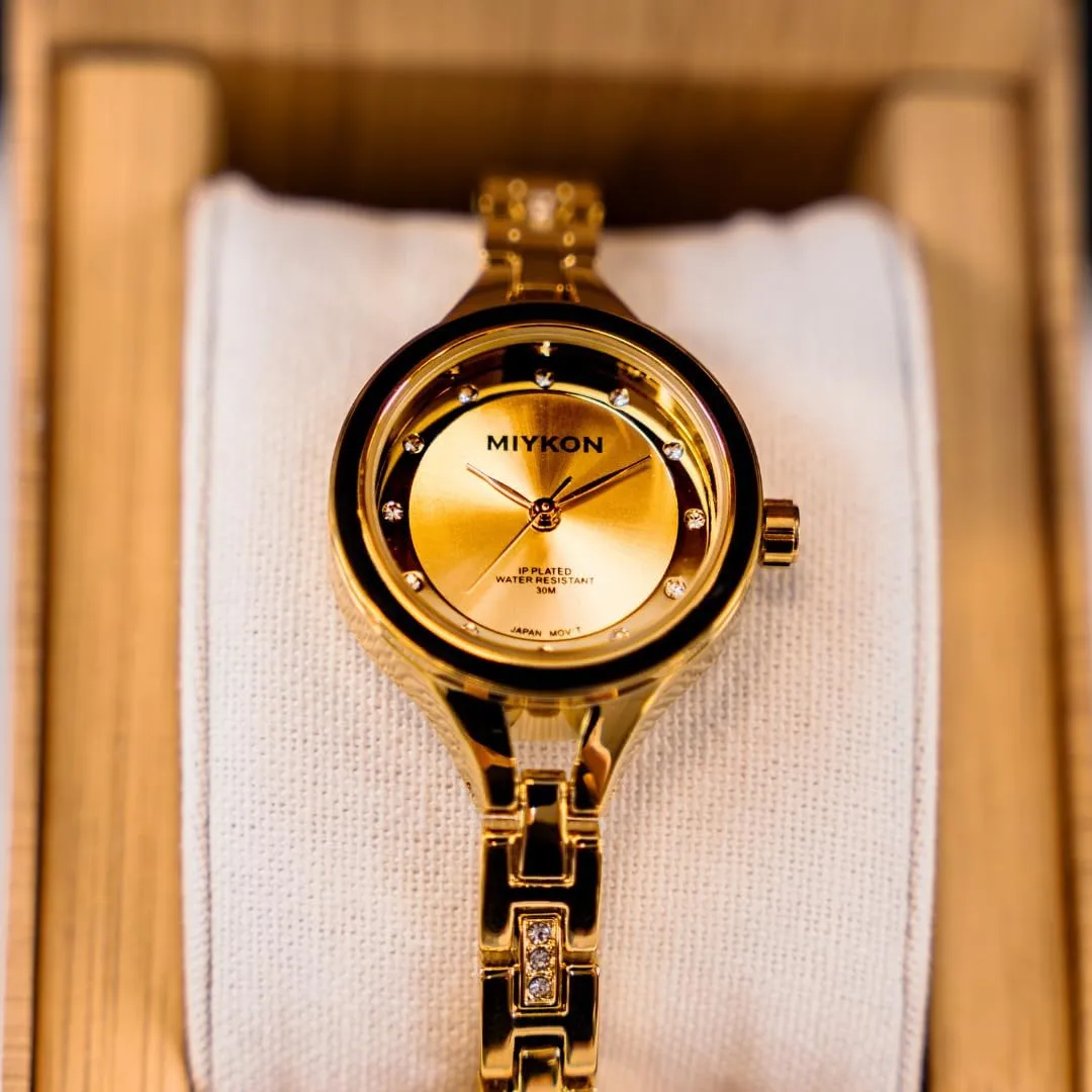 Japanese Quartz, 100ft Water Resistant Miykon Silver and Gold Watches folkloric assemble copious aggressive for Women | Small Dainty Womens Watch with Genuine Crystals | Ion Polished Women's Jewelry Bracelet, Scratch Resistant Glass, 