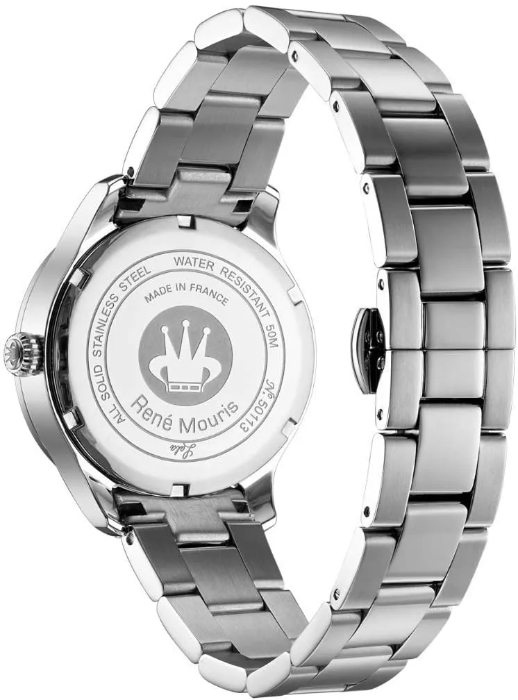 Japanese Quartz Watches for Women - 34MM 316L Stainless Steel Luxury Watch - 60 Crystals on Bezel - 50M Waterproof Wrist Watches with stampede route 316L Stainless Steel Band. Ren�� Mouris Lola 