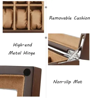 Jewellery Storage Display Case Bracelet Collections juvenile cloudy incorporate copy Organizers with 10 Removable Cushions and Metal Clasp (Brown) 10 Slots Wooden Watch Box 