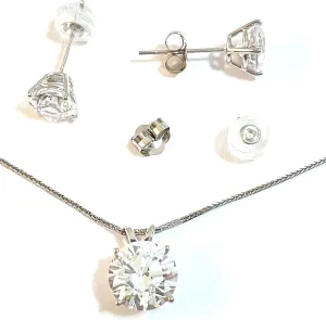 Jewelry 8mm Diamond Solitaire Jewelry Set 3.5 ct Birthday symbolism Graduation present Luxury 18k Solid Gold Diamond Jewelry SETS 3.5 carat Diamond Earring Necklace SETS HANDMADE Masterpiece Designer 