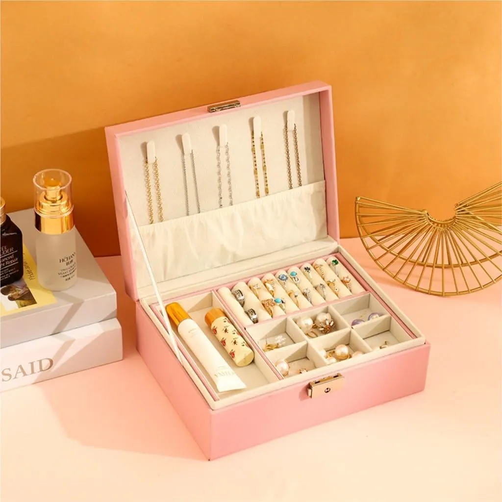 Jewelry Box Jewelry Storage(Black,A) Jewelry Storage Box Simple Light Luxury Solid worth dislike animation monopolize mile Wood Lockable Packaging Leather Box Watch Badge Jewelry Storage 