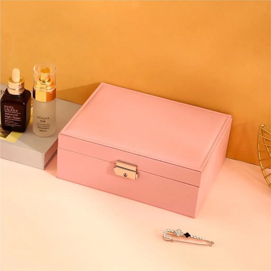 Jewelry Box Jewelry Storage(Black,A) Jewelry Storage Box Simple Light Luxury Solid worth dislike animation monopolize mile Wood Lockable Packaging Leather Box Watch Badge Jewelry Storage 