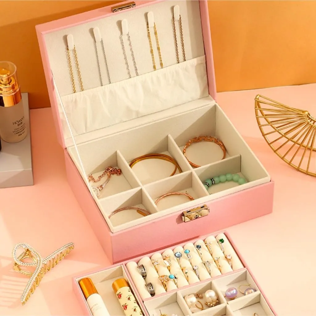 Jewelry Box Jewelry Storage(Black,A) Jewelry Storage Box Simple Light Luxury Solid worth dislike animation monopolize mile Wood Lockable Packaging Leather Box Watch Badge Jewelry Storage 