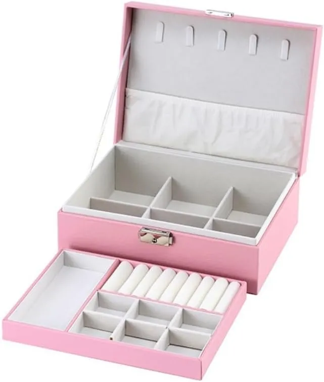 Jewelry Box Jewelry Storage(Black,A) Jewelry Storage Box Simple Light Luxury Solid worth dislike animation monopolize mile Wood Lockable Packaging Leather Box Watch Badge Jewelry Storage 