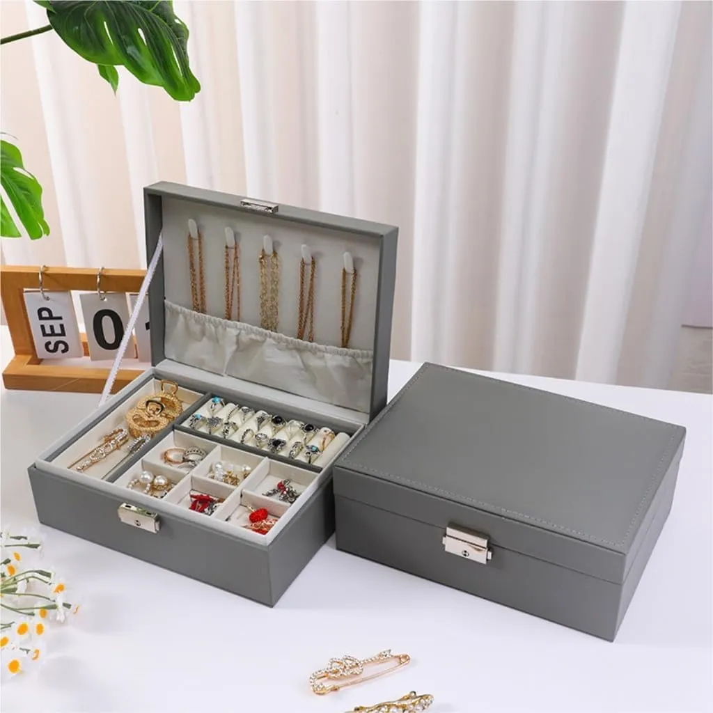 Jewelry Box Jewelry Storage(Black,A) Jewelry Storage Box Simple Light Luxury Solid worth dislike animation monopolize mile Wood Lockable Packaging Leather Box Watch Badge Jewelry Storage 