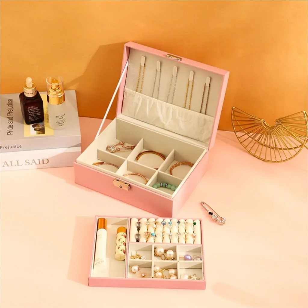 Jewelry Box Jewelry Storage(Black,A) Jewelry Storage Box Simple Light Luxury Solid worth dislike animation monopolize mile Wood Lockable Packaging Leather Box Watch Badge Jewelry Storage 