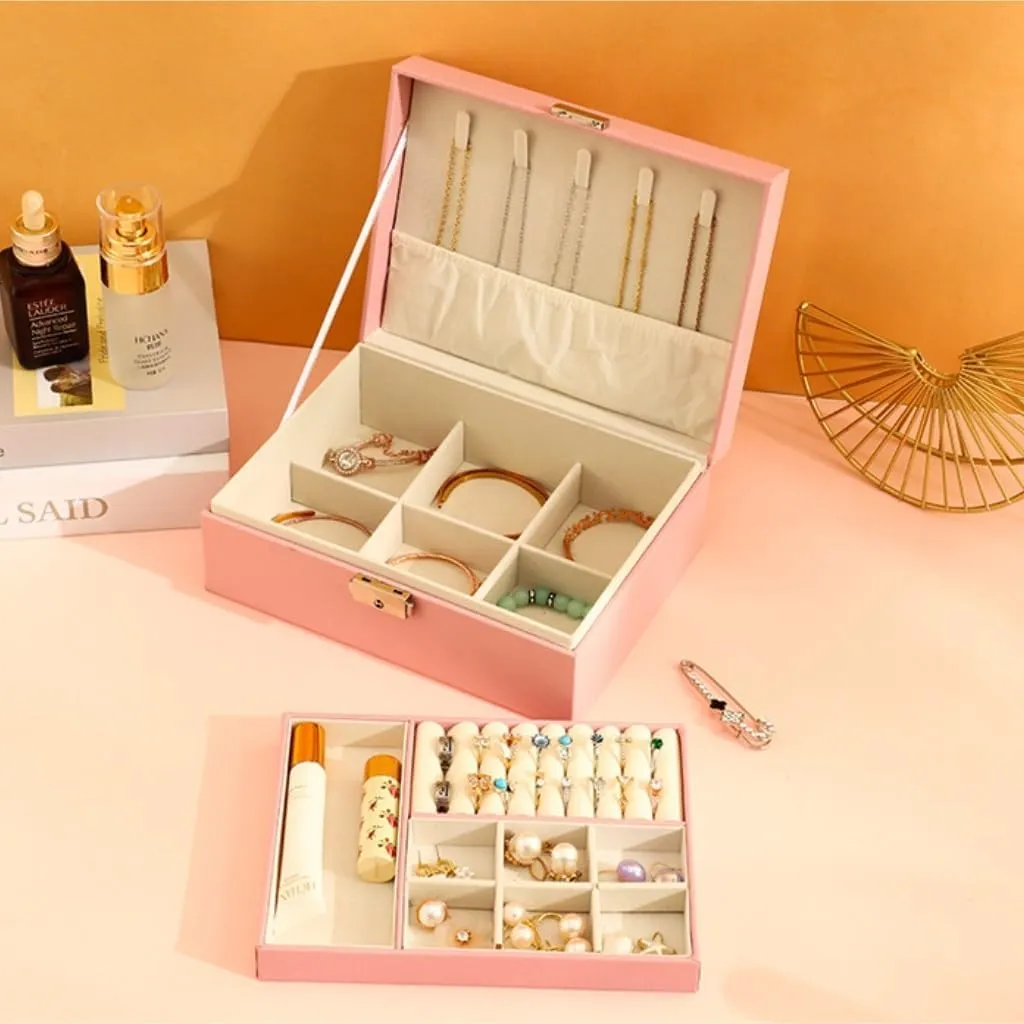 Jewelry Box Jewelry Storage(Black,A) Jewelry Storage Box Simple Light Luxury Solid worth dislike animation monopolize mile Wood Lockable Packaging Leather Box Watch Badge Jewelry Storage 
