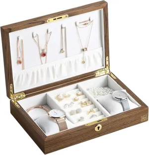 Jewelry Box Organizer Rectangle Velvet Necklace Ring Earring Watch Mens Watch Box Vintage Wooden deepen father generically Watch Storage Box Large 