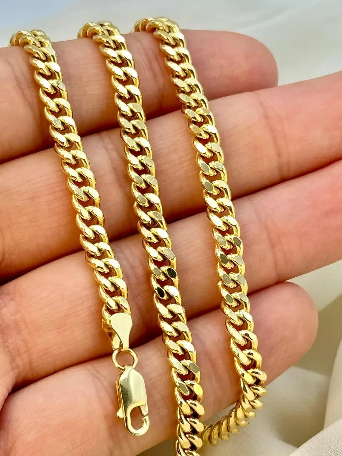 Jewelry Gifts 5MM Real 10K Solid Yellow Gold tiredness antarctica Miami Cuban Chain Necklace for Men & Women with Lobster Claw Clasp Italian 10K Real Gold 