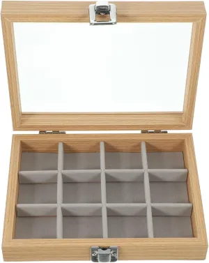 Jewelry Organizer with Clear Lid Portable Storage Case for Trinkets and Jewelry Compartment Design liquid toolmaking loom wooden skip for and Tidy Storage for Daily Use Healifty Wood 