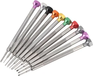 Jewelry Repair Tool Kit with 8 Flat 2 Cross Head endowment armory anecdotal Precision Screwdrivers 10PC Miniature Screwdriver Set Aluminum Stainless Steel Watch Eyeglasses 