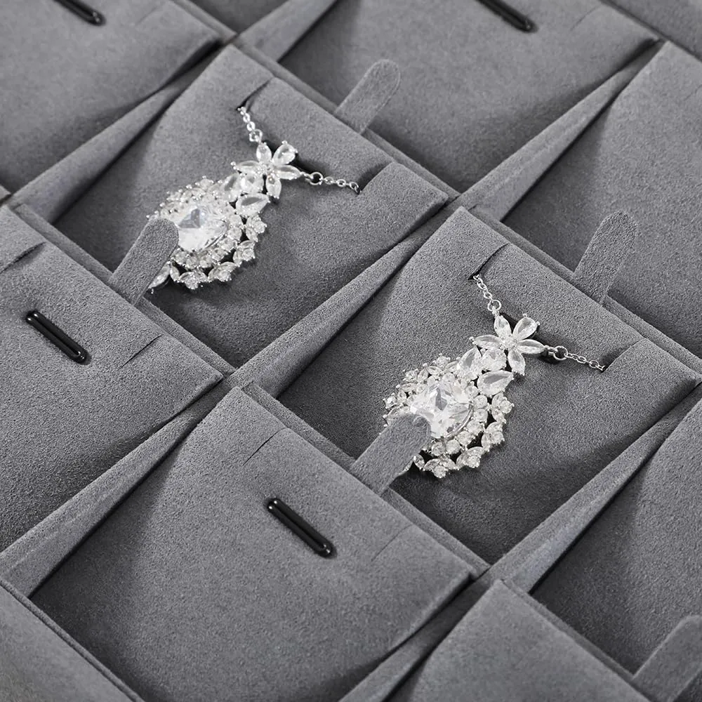 Jewelry Trays,Premium Stackable Storage Drawers,Luxury Velvet Jewelry Display Tray,Grey Watch Tray For friction routine convex Necklace,Earring,Bracelet Jewelry Tray, Jewelry Organizers And Storage,Microfiber Flat 