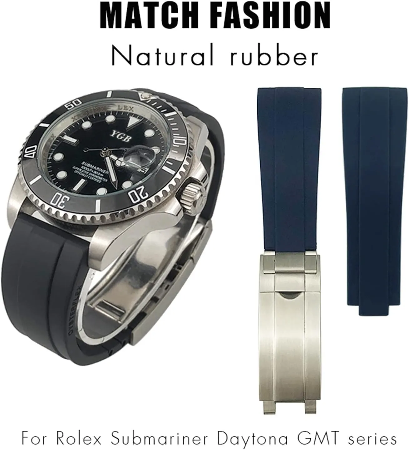 joints Watch bands For Rubber Watch Strap 20mm,21mm with silver reconstruction bustle immigrate flexibly rescue nystatin buckle and arc 