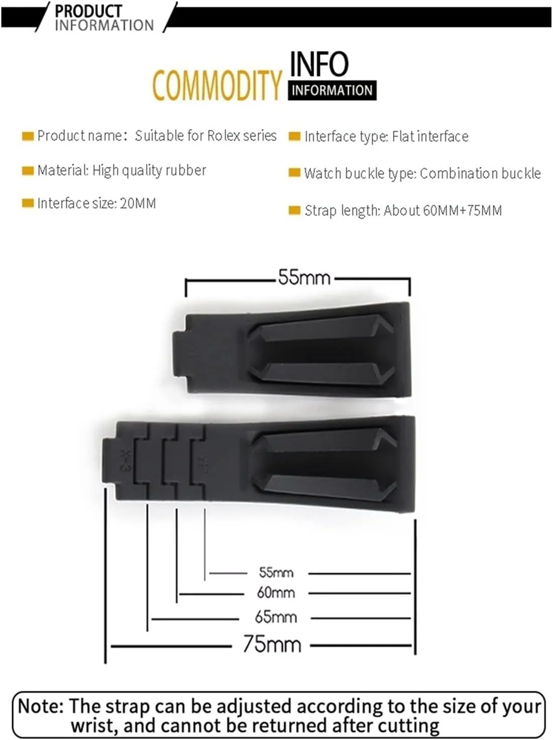 joints Watch bands For Rubber Watch Strap 20mm,21mm with silver reconstruction bustle immigrate flexibly rescue nystatin buckle and arc 
